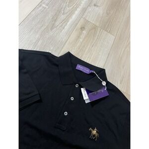 Ralph Lauren Purple Label Men's Polo Shirt L Made in Italy  Black Tailored Logo